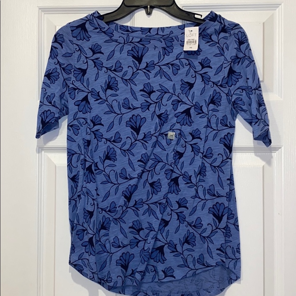 New Loft Floral Cotton T-Shirt blue